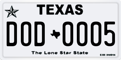 TX license plate DOD0005