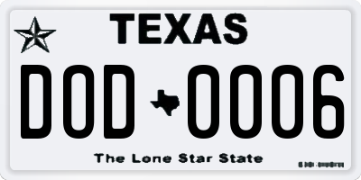 TX license plate DOD0006