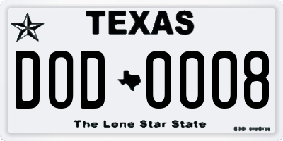 TX license plate DOD0008
