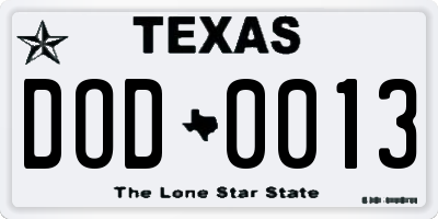 TX license plate DOD0013
