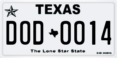 TX license plate DOD0014