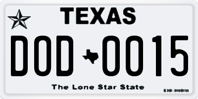 TX license plate DOD0015