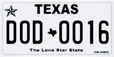 TX license plate DOD0016