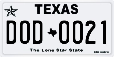 TX license plate DOD0021