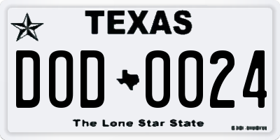 TX license plate DOD0024