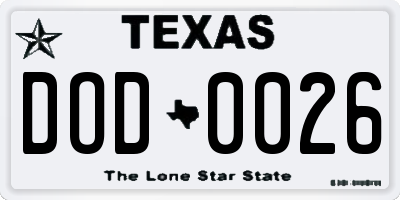 TX license plate DOD0026