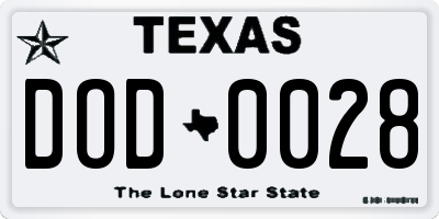 TX license plate DOD0028