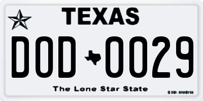 TX license plate DOD0029