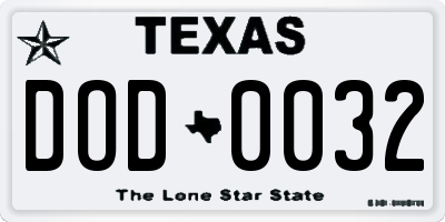 TX license plate DOD0032