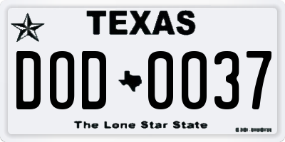 TX license plate DOD0037