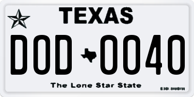 TX license plate DOD0040