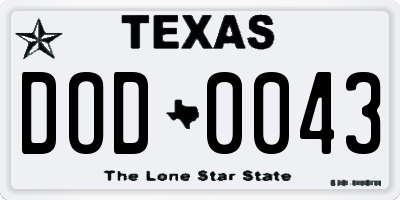 TX license plate DOD0043