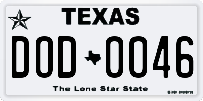 TX license plate DOD0046