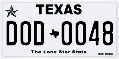 TX license plate DOD0048