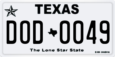 TX license plate DOD0049