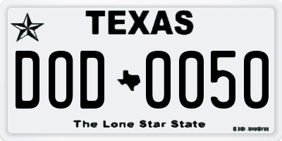 TX license plate DOD0050