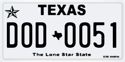 TX license plate DOD0051
