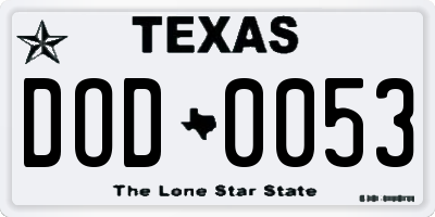 TX license plate DOD0053