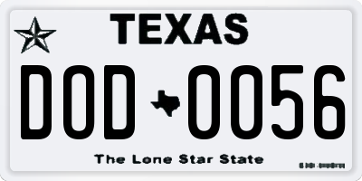 TX license plate DOD0056