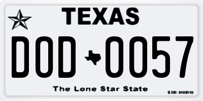 TX license plate DOD0057