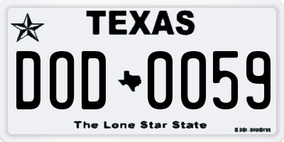 TX license plate DOD0059