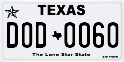 TX license plate DOD0060