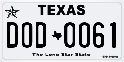 TX license plate DOD0061