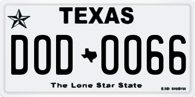 TX license plate DOD0066