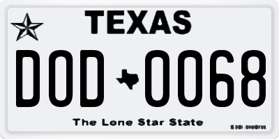 TX license plate DOD0068