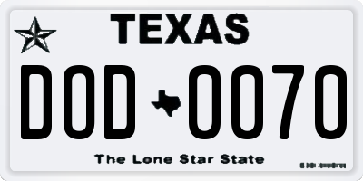 TX license plate DOD0070
