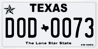 TX license plate DOD0073