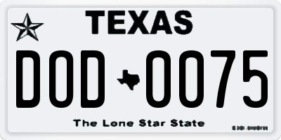 TX license plate DOD0075