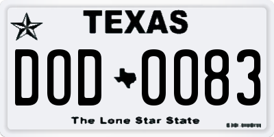 TX license plate DOD0083