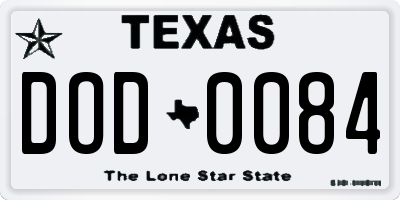 TX license plate DOD0084