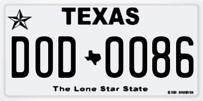 TX license plate DOD0086