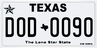 TX license plate DOD0090