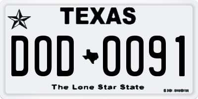 TX license plate DOD0091