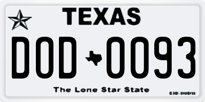 TX license plate DOD0093