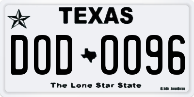 TX license plate DOD0096
