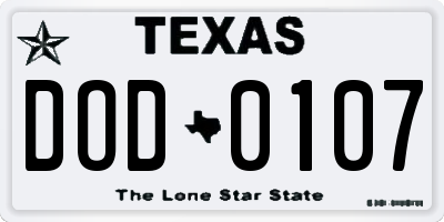 TX license plate DOD0107