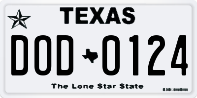 TX license plate DOD0124