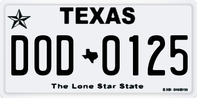 TX license plate DOD0125