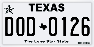 TX license plate DOD0126
