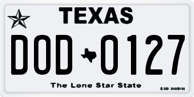 TX license plate DOD0127