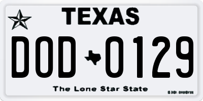 TX license plate DOD0129