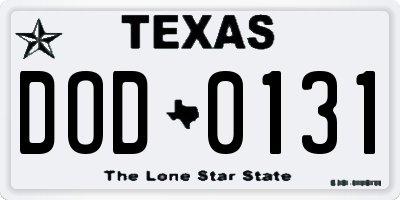 TX license plate DOD0131