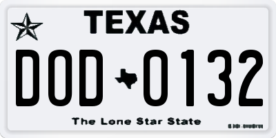 TX license plate DOD0132