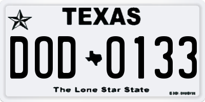 TX license plate DOD0133