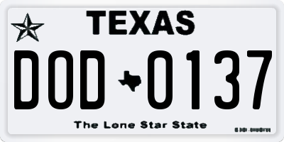 TX license plate DOD0137