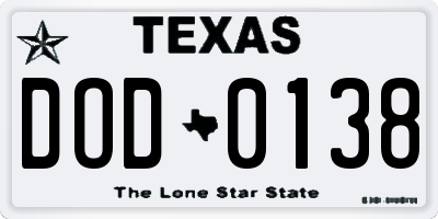 TX license plate DOD0138